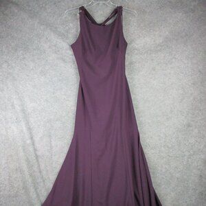 Theia Dress Women's 10 Plum Purple Long Crepe Lined Open Back Zip Gown Party Wed